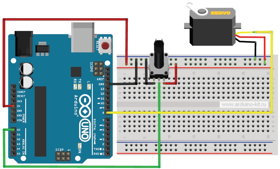  Сервопривод TowerPro SG90 подключается к Arduino