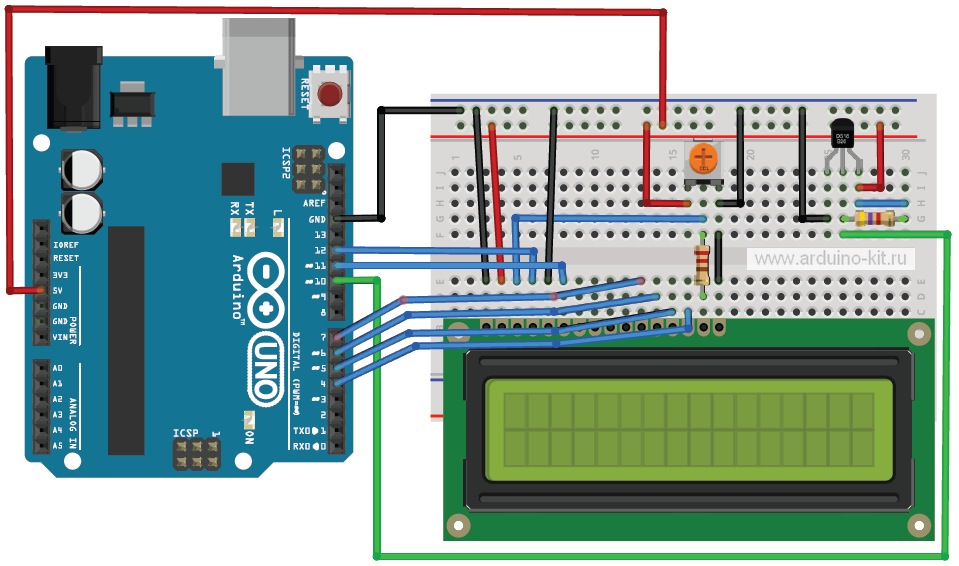 Arduino проект 20:  Датчик температуры DS18B20