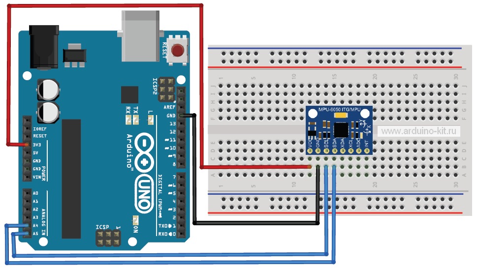 Arduino Проект 24:  3-осевой гироскоп + акселерометр на примере GY-521